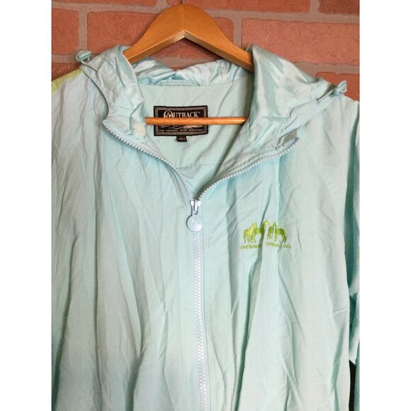 Outback Trading Co Full Zip Hooded Windbreaker Rain Jacket Packable Attached Bag - Picture 2 of 13